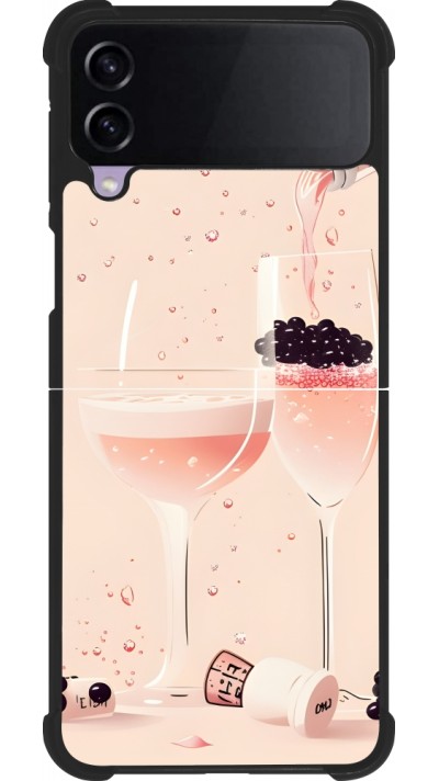 Coque Samsung Galaxy Z Flip3 5G - Silicone rigide noir Champagne Pouring Pink