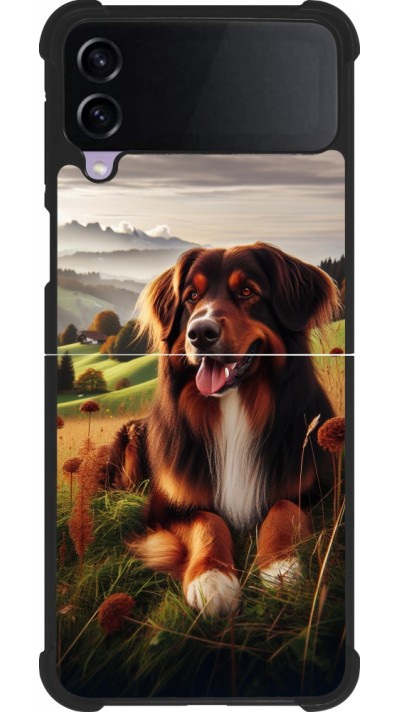 Coque Samsung Galaxy Z Flip3 5G - Silicone rigide noir Chien Campagne Suisse