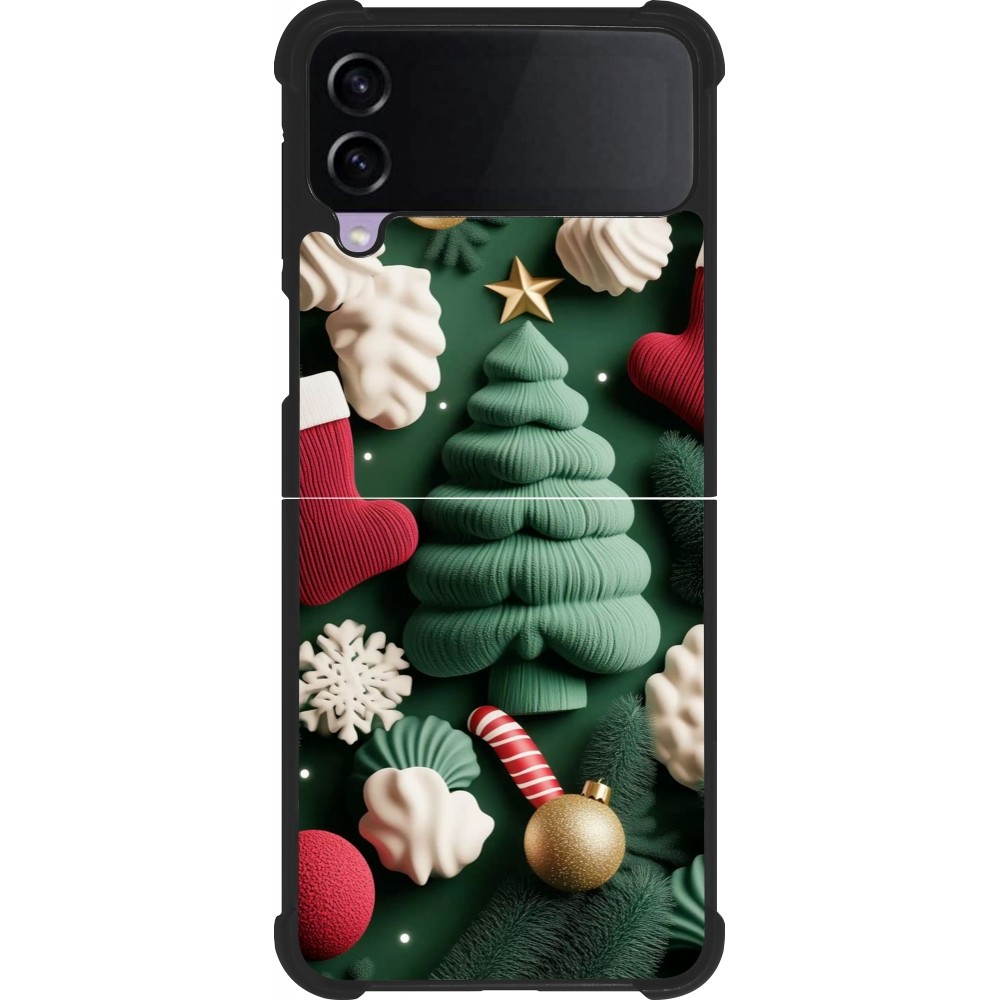 Coque Samsung Galaxy Z Flip3 5G - Silicone rigide noir Christmas 25 Christmas textiles