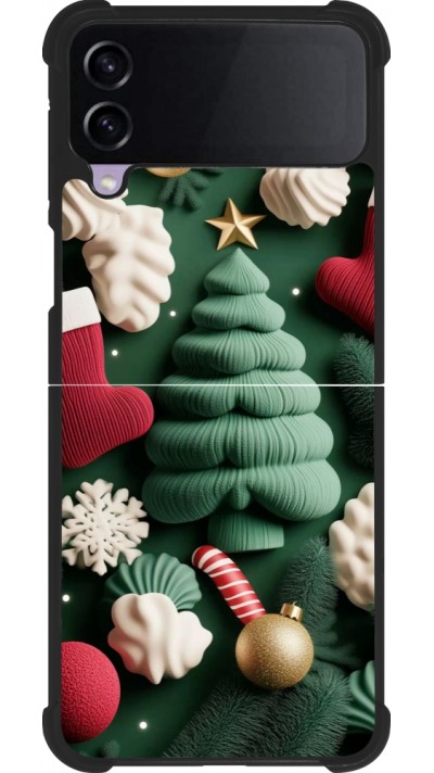 Coque Samsung Galaxy Z Flip3 5G - Silicone rigide noir Christmas 25 Christmas textiles