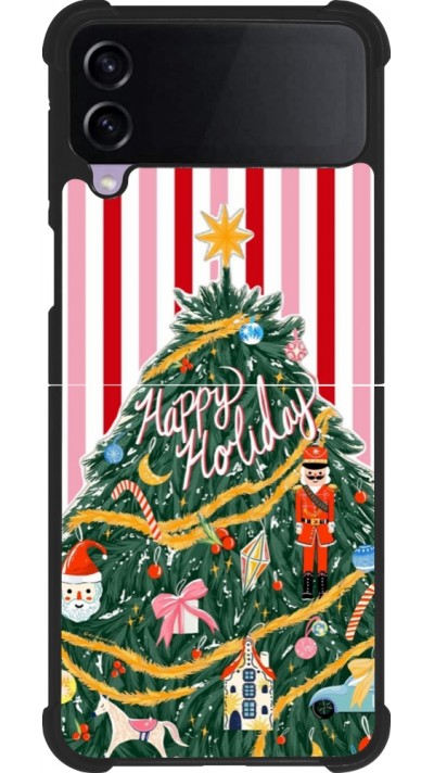 Coque Samsung Galaxy Z Flip3 5G - Silicone rigide noir Christmas 25 Happy Holiday
