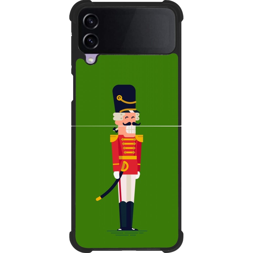 Coque Samsung Galaxy Z Flip3 5G - Silicone rigide noir Christmas 25 Nutcracker Green