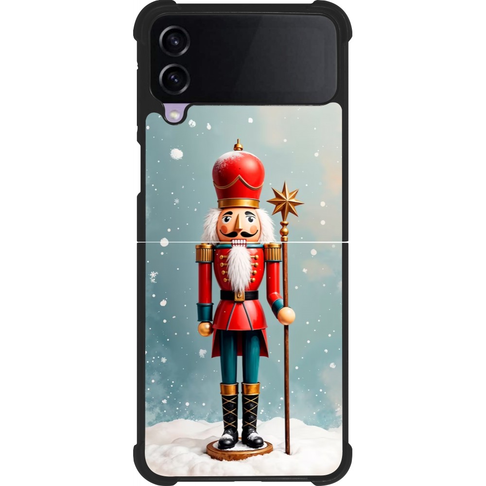 Coque Samsung Galaxy Z Flip3 5G - Silicone rigide noir Christmas 25 Nutcracker Snow