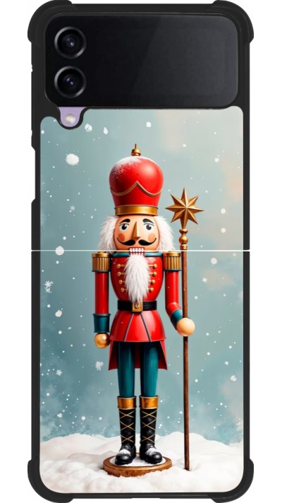 Coque Samsung Galaxy Z Flip3 5G - Silicone rigide noir Christmas 25 Nutcracker Snow