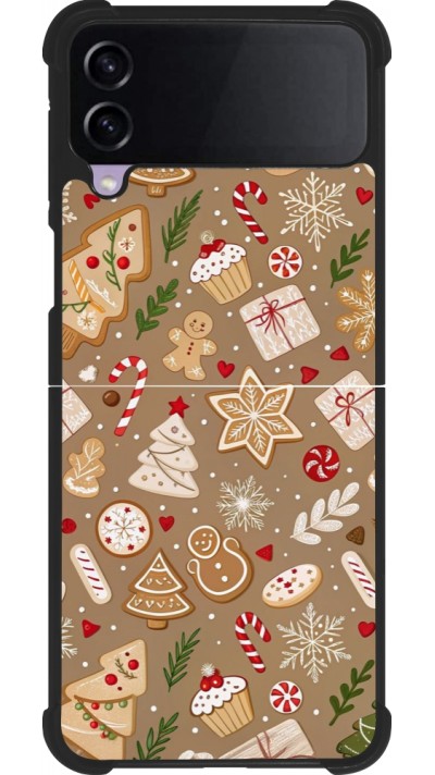 Coque Samsung Galaxy Z Flip3 5G - Silicone rigide noir Christmas 25 Pattern Ginger Cookie