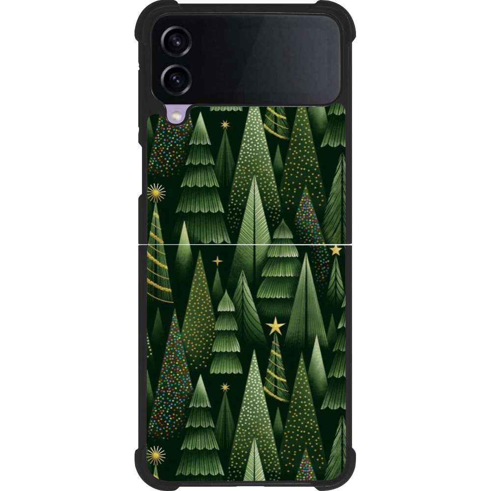 Coque Samsung Galaxy Z Flip3 5G - Silicone rigide noir Christmas 25 Pattern Xmas Tree