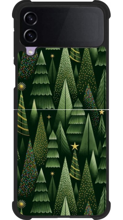 Coque Samsung Galaxy Z Flip3 5G - Silicone rigide noir Christmas 25 Pattern Xmas Tree