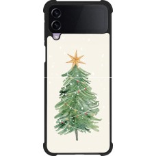 Coque Samsung Galaxy Z Flip3 5G - Silicone rigide noir Christmas 25 Sketch Tree