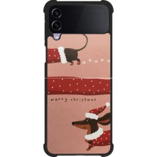 Coque Samsung Galaxy Z Flip3 5G - Silicone rigide noir Christmas 25 Teckel Merry Xmas