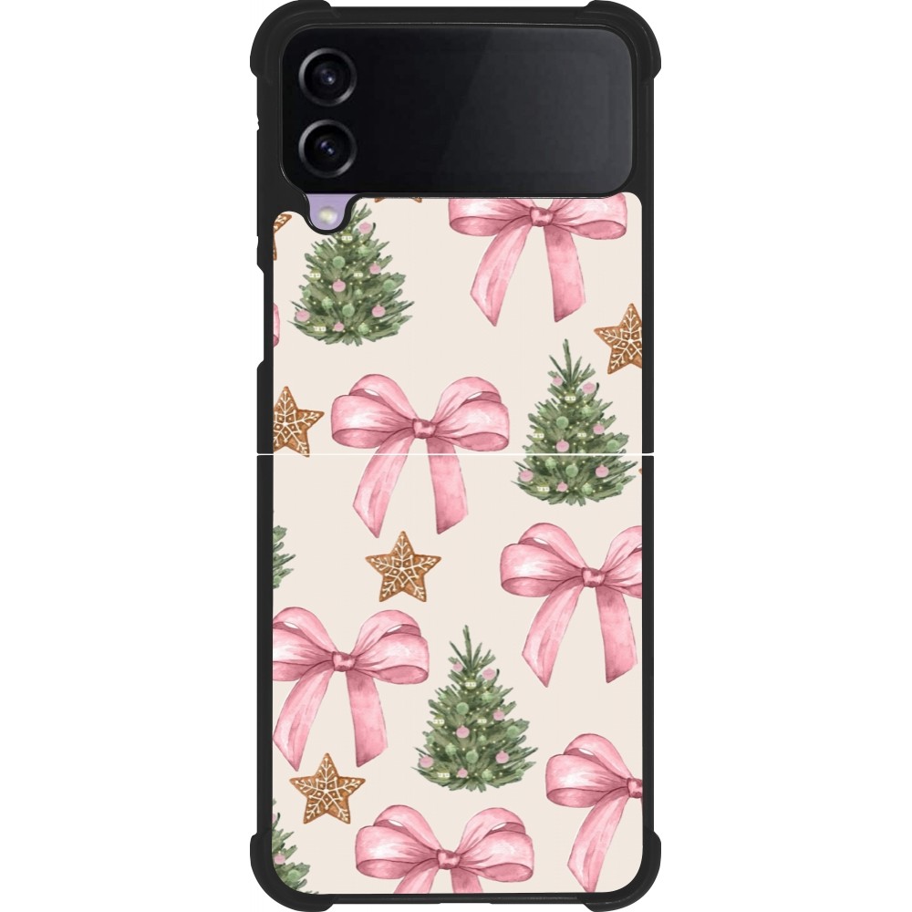 Coque Samsung Galaxy Z Flip3 5G - Silicone rigide noir Christmas 25 Vintage Ribbons