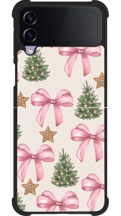Coque Samsung Galaxy Z Flip3 5G - Silicone rigide noir Christmas 25 Vintage Ribbons