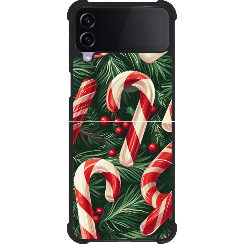 Coque Samsung Galaxy Z Flip3 5G - Silicone rigide noir Christmas 25 Xmas Stick