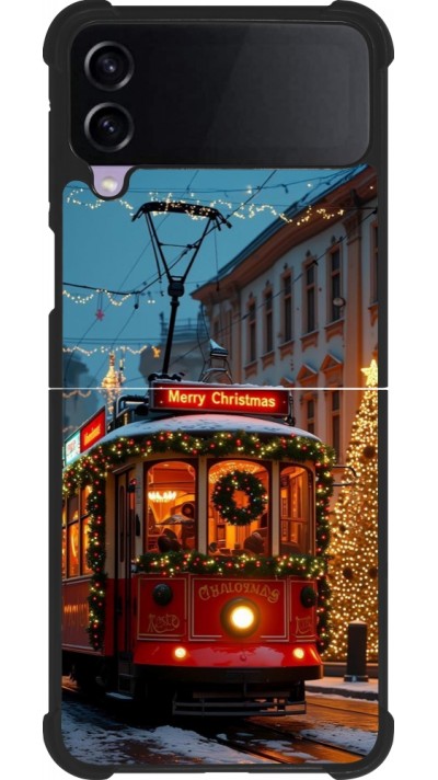 Coque Samsung Galaxy Z Flip3 5G - Silicone rigide noir Christmas 25 Xmas Train