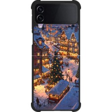 Coque Samsung Galaxy Z Flip3 5G - Silicone rigide noir Christmas 25 Xmas Village