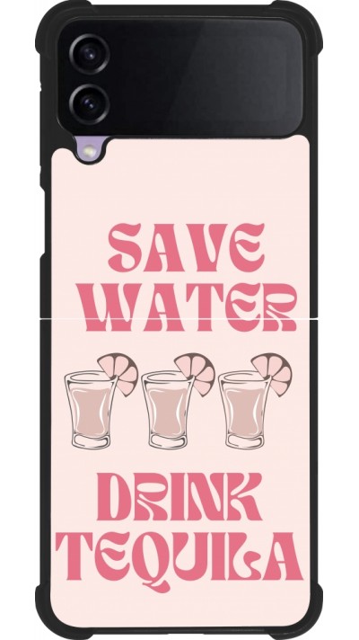 Coque Samsung Galaxy Z Flip3 5G - Silicone rigide noir Cocktail Save Water Drink Tequila