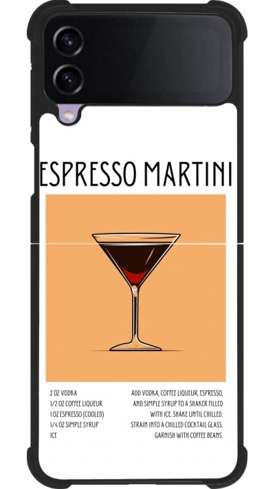 Coque Samsung Galaxy Z Flip3 5G - Silicone rigide noir Cocktail recette Espresso Martini