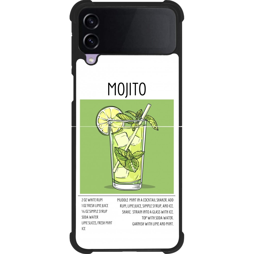 Coque Samsung Galaxy Z Flip3 5G - Silicone rigide noir Cocktail recette Mojito