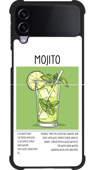 Coque Samsung Galaxy Z Flip3 5G - Silicone rigide noir Cocktail recette Mojito