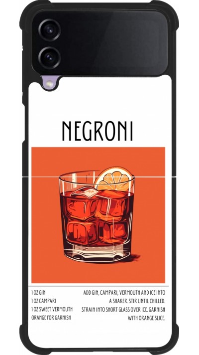 Coque Samsung Galaxy Z Flip3 5G - Silicone rigide noir Cocktail recette Negroni