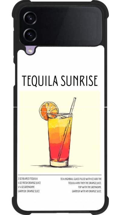 Coque Samsung Galaxy Z Flip3 5G - Silicone rigide noir Cocktail recette Tequila Sunrise