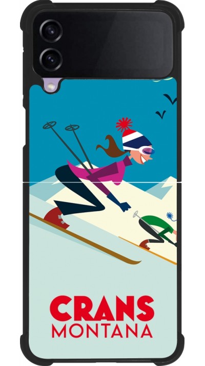 Coque Samsung Galaxy Z Flip3 5G - Silicone rigide noir Crans-Montana Ski Downhill