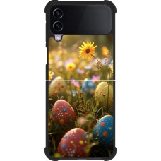 Coque Samsung Galaxy Z Flip3 5G - Silicone rigide noir Easter 2026 Decorated eggs