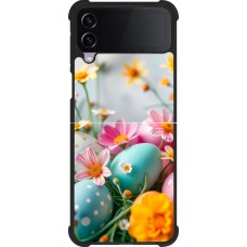Coque Samsung Galaxy Z Flip3 5G - Silicone rigide noir Easter 2026 Eggs with flowers