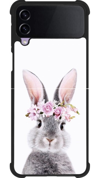 Coque Samsung Galaxy Z Flip3 5G - Silicone rigide noir Easter 2023 flower bunny