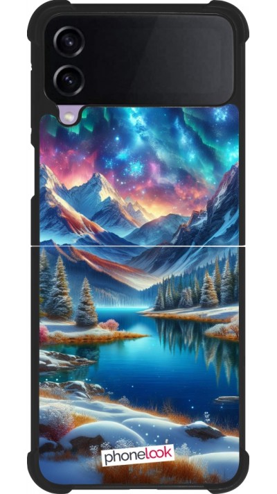 Coque Samsung Galaxy Z Flip3 5G - Silicone rigide noir Fantasy Mountain Lake Sky Stars