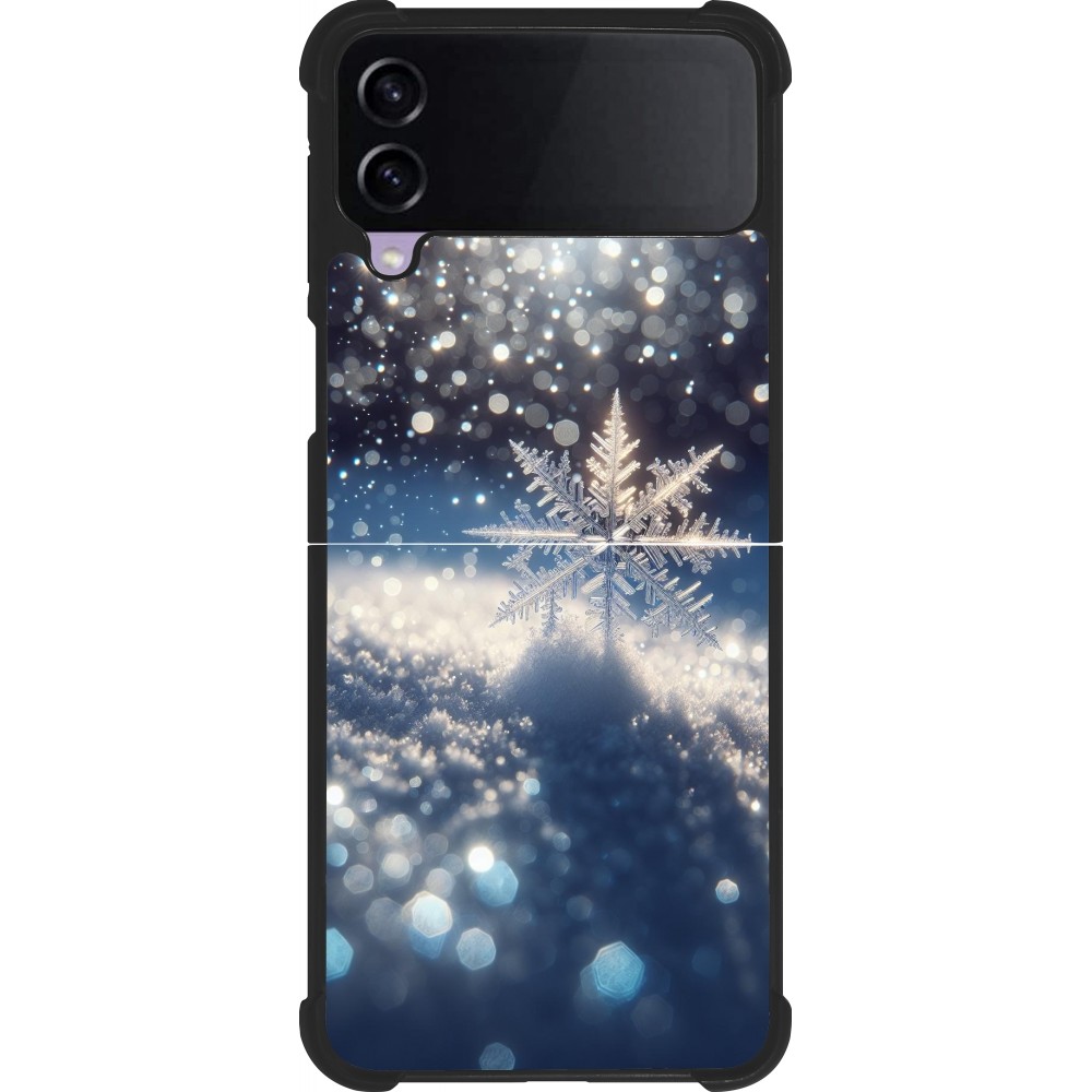Samsung Galaxy Z Flip3 5G Case Hülle - Silikon schwarz Schneeflocke Solar Glanz