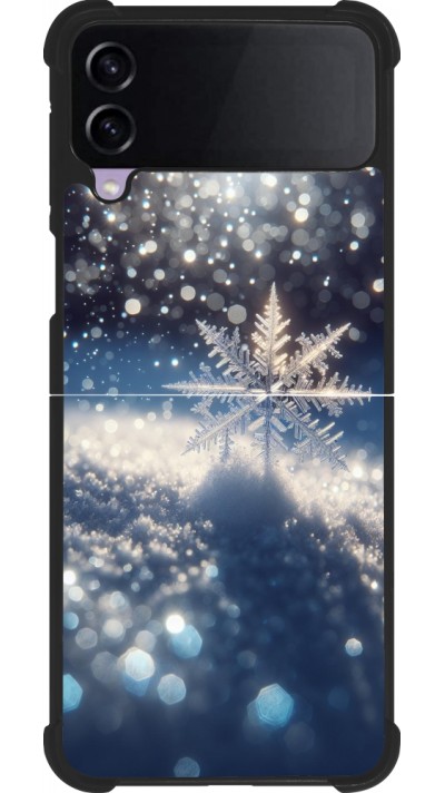 Samsung Galaxy Z Flip3 5G Case Hülle - Silikon schwarz Schneeflocke Solar Glanz
