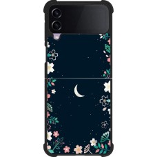Coque Samsung Galaxy Z Flip3 5G - Silicone rigide noir Flowers space