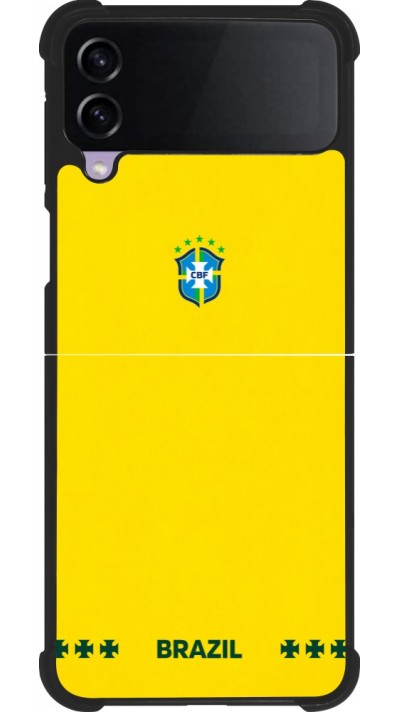Coque Samsung Galaxy Z Flip3 5G - Silicone rigide noir Maillot de football Bresil 2026 personnalisable