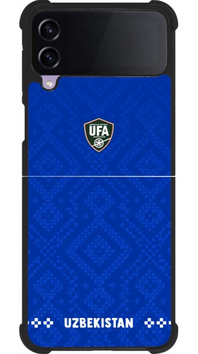 Coque Samsung Galaxy Z Flip3 5G - Silicone rigide noir Maillot de football Ouzbékistan 2026 personnalisable