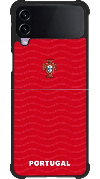 Coque Samsung Galaxy Z Flip3 5G - Silicone rigide noir Maillot de football Portugal 2026 personnalisable