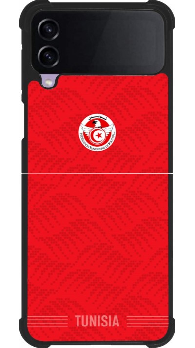 Coque Samsung Galaxy Z Flip3 5G - Silicone rigide noir Maillot de football Tunisie 2026 personnalisable
