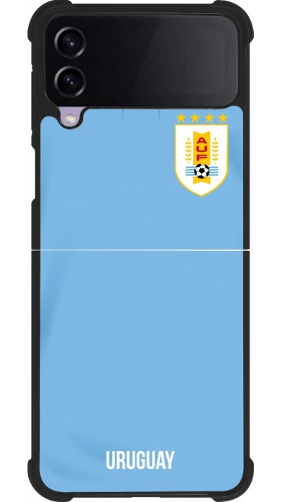 Coque Samsung Galaxy Z Flip3 5G - Silicone rigide noir Maillot de football Uruguay 2022 personnalisable