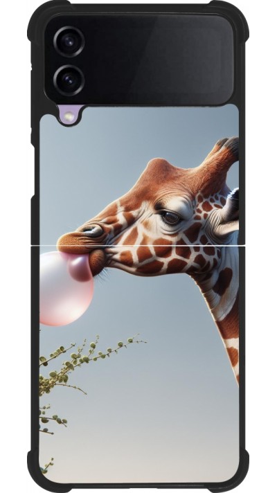 Coque Samsung Galaxy Z Flip3 5G - Silicone rigide noir Girafe à bulle