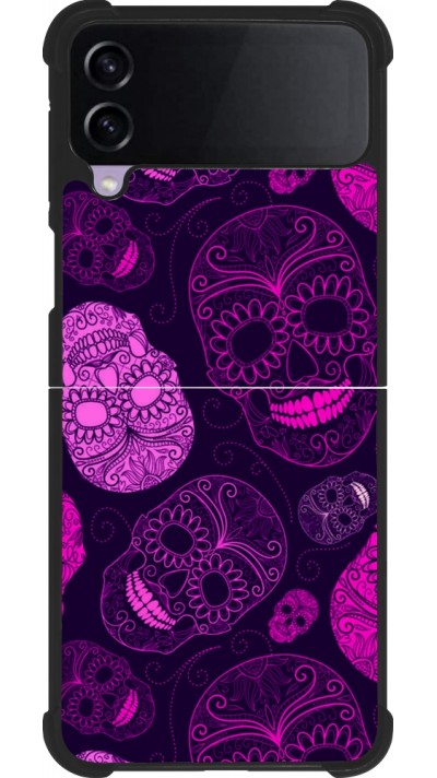 Coque Samsung Galaxy Z Flip3 5G - Silicone rigide noir Halloween 2023 pink skulls