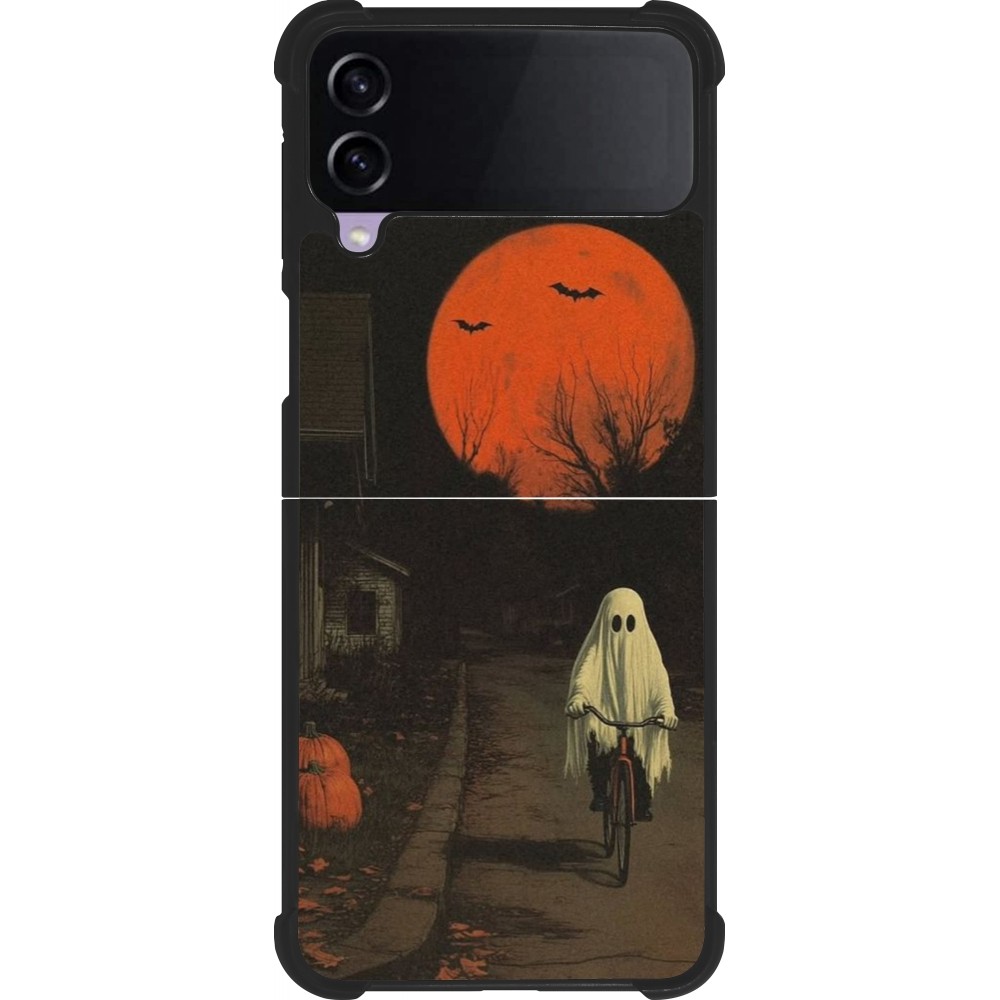 Samsung Galaxy Z Flip3 5G Case Hülle - Silikon schwarz Halloween 2025 Ghost on a bicycle