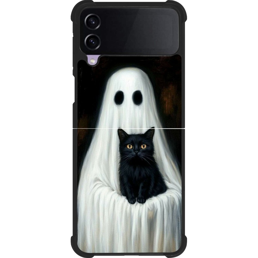 Samsung Galaxy Z Flip3 5G Case Hülle - Silikon schwarz Halloween 2025 Ghost with black cat