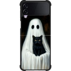 Samsung Galaxy Z Flip3 5G Case Hülle - Silikon schwarz Halloween 2025 Ghost with black cat
