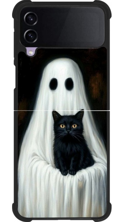 Samsung Galaxy Z Flip3 5G Case Hülle - Silikon schwarz Halloween 2025 Ghost with black cat