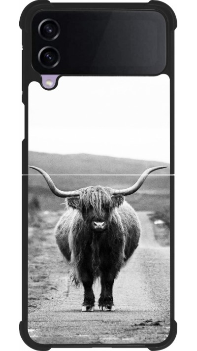 Coque Samsung Galaxy Z Flip3 5G - Silicone rigide noir Highland cattle