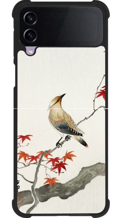 Coque Samsung Galaxy Z Flip3 5G - Silicone rigide noir Japanese Bird