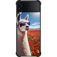 Samsung Galaxy Z Flip3 5G Case Hülle - Silikon schwarz Lama Chic in Mohnblume