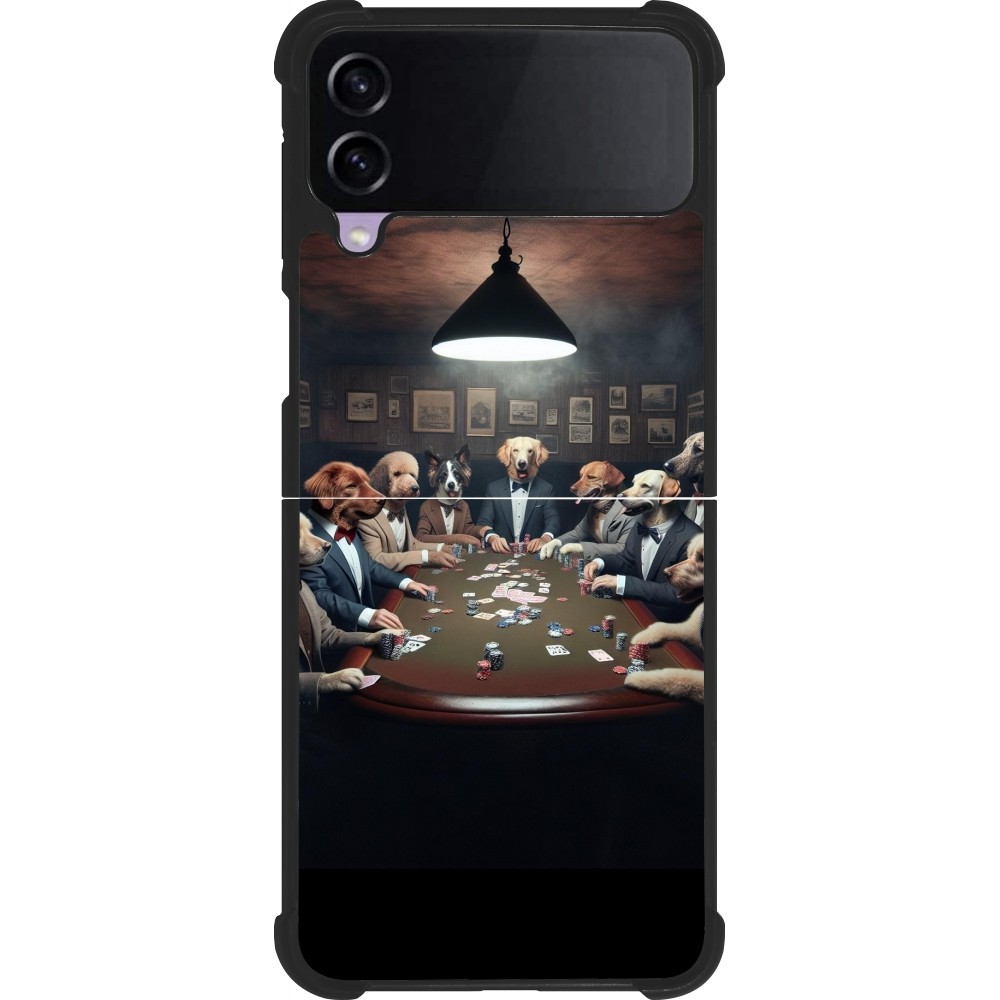 Coque Samsung Galaxy Z Flip3 5G - Silicone rigide noir Les pokerdogs