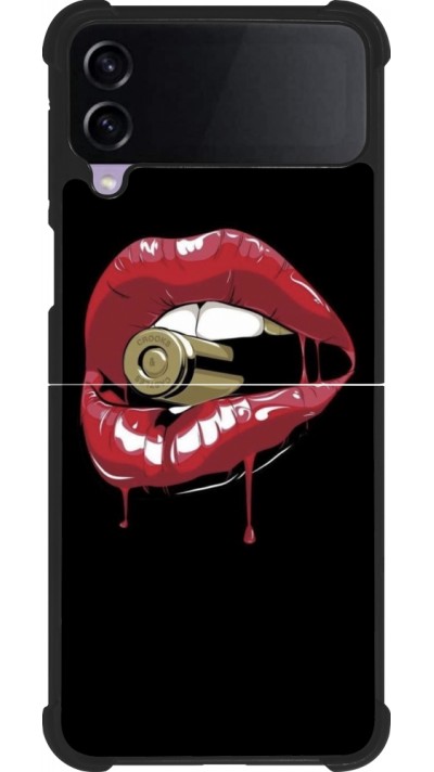 Coque Samsung Galaxy Z Flip3 5G - Silicone rigide noir Lips bullet