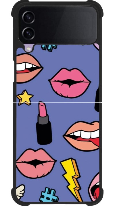Coque Samsung Galaxy Z Flip3 5G - Silicone rigide noir Lips and lipgloss