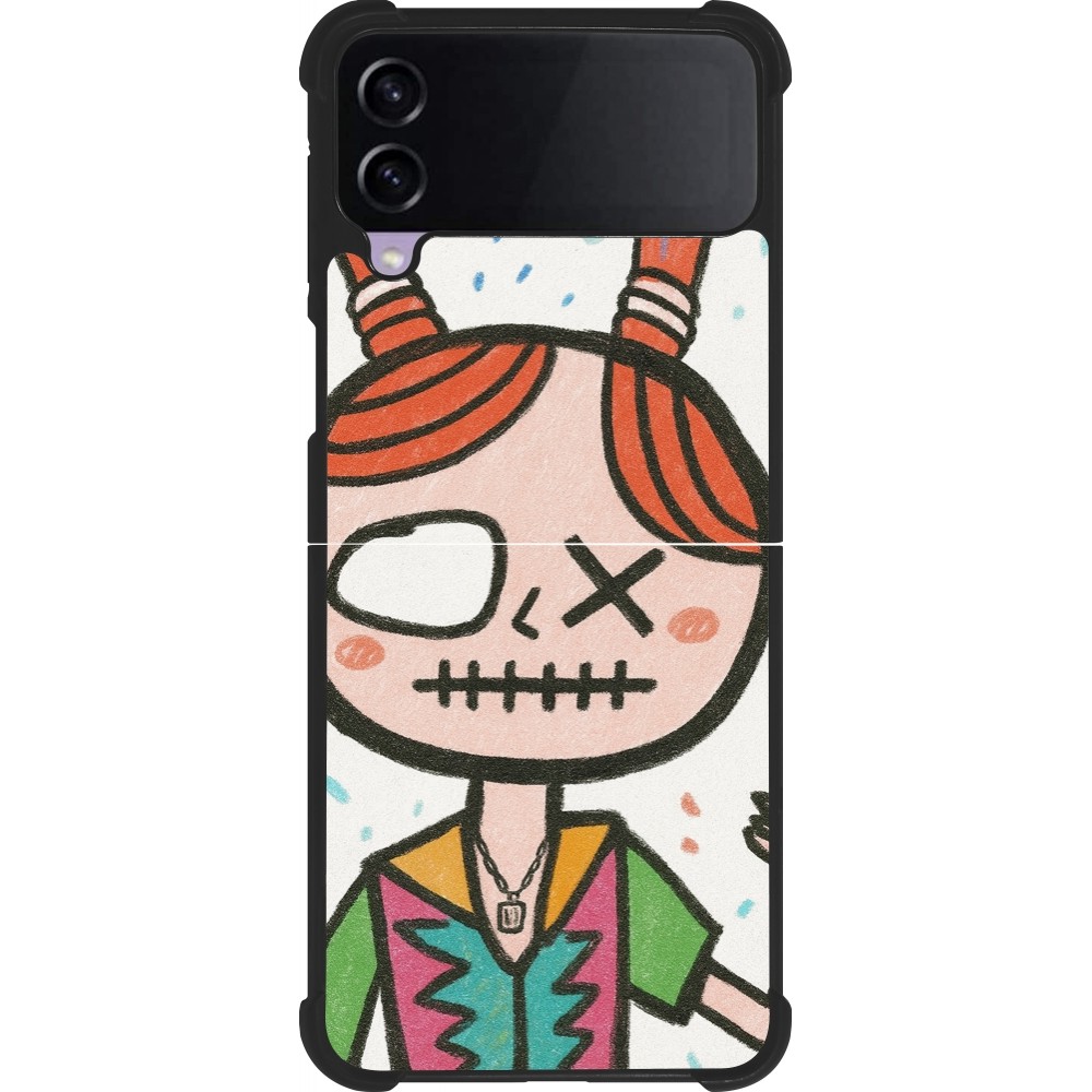 Samsung Galaxy Z Flip3 5G Case Hülle - Silikon schwarz Little Girl Sketch